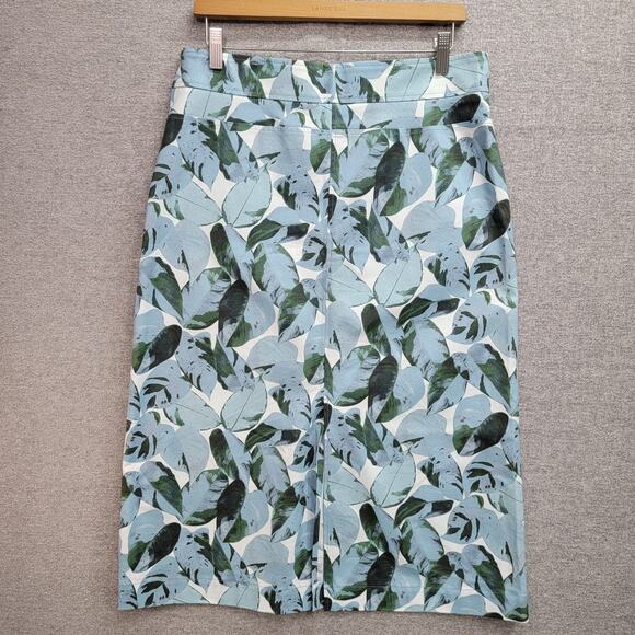 AKRIS PUNTO TRIPICAL LEAVES PRINT MIDI SKIRT, SIZE 10 - Picture 3 of 9